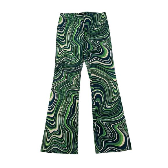 Motel Rocks Coban Trouser Ripple Retro Bootcut Low Rise Low Waist Pants Green XS - Picture 10 of 12